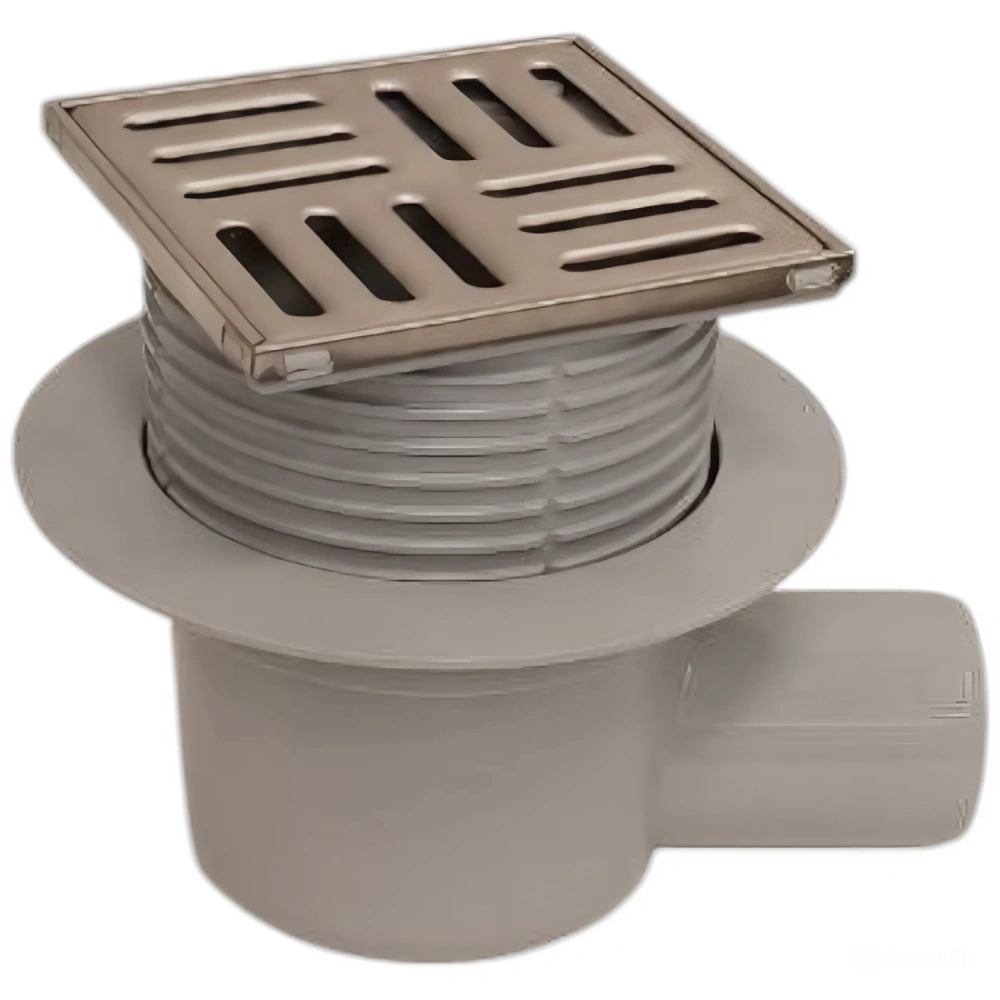 Трап горизонтальный с сухим затвором решетка нерж 100/100х50 АниПласт