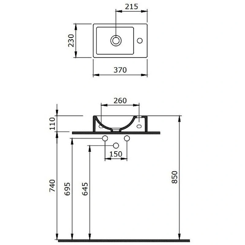 Раковина подвесная Small (37*23) правая BERGES