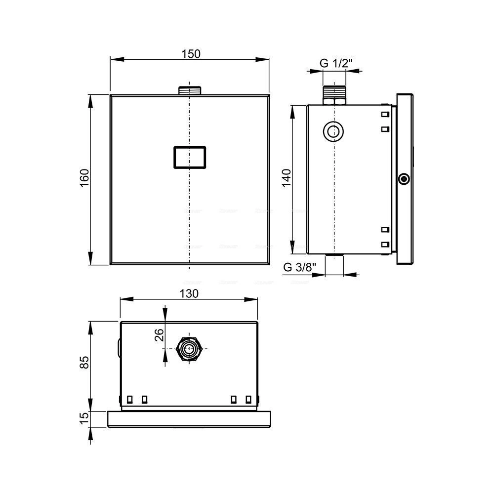Автоматическое устройство смыва для писсуара 12V (работает от сети) металл, ALCA PLAST