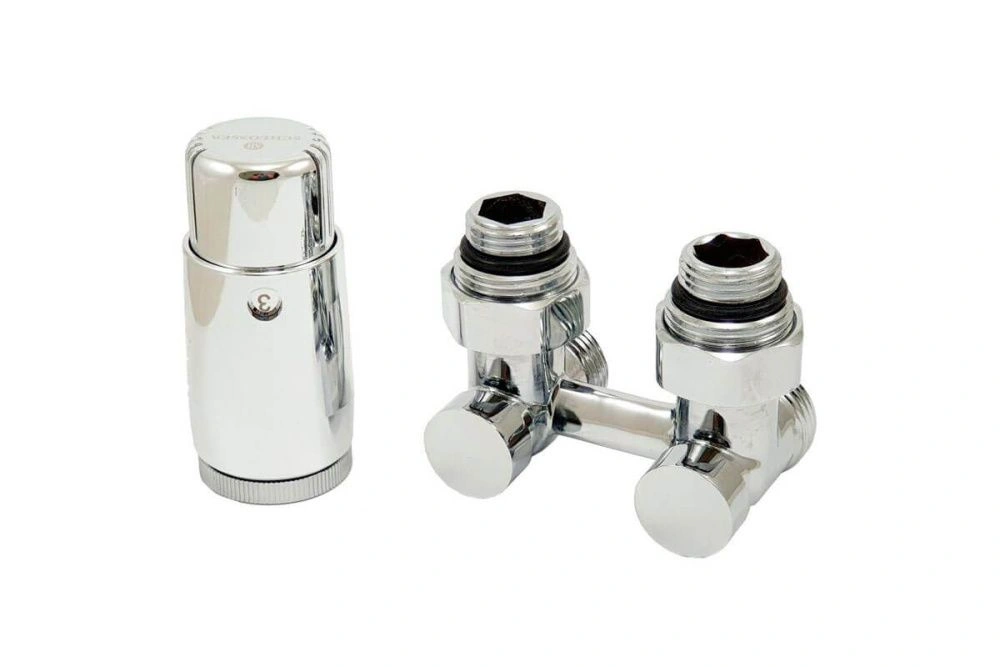 Комплект узел нижнего подкл. G 3/4 х 3/4 угловой Хром с термогол. и ниппел. Schlosser