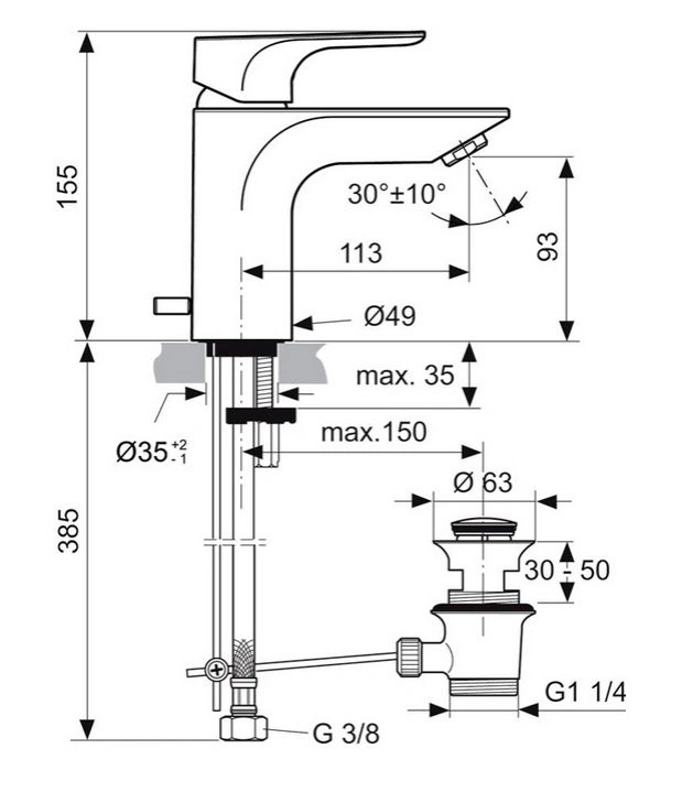 Смеситель для раковины Strada IDEAL STANDARD