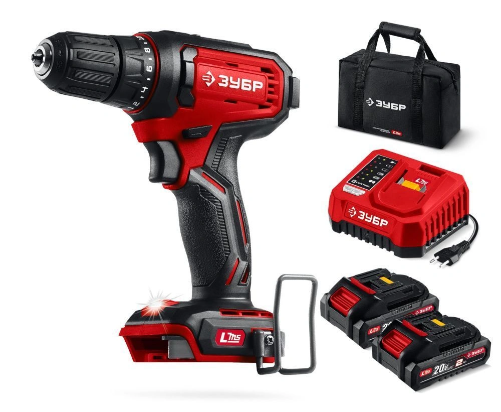 Дрель-шуруповерт, 20В, 2 АКБ LMS (2 А ч), Зубр