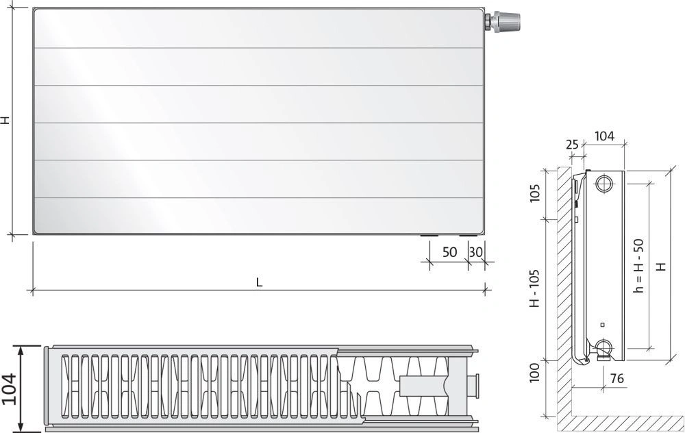 Дизайн-радиатор стальной Purmo Ramo Ventil Compact 22-300- 800 NEW