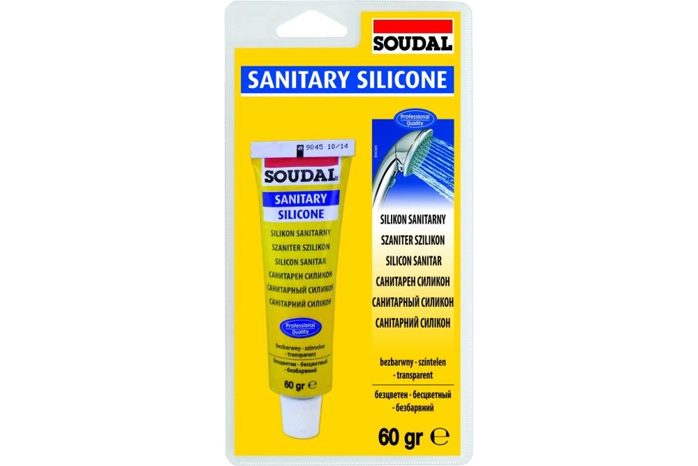 Герметик SOUDAL Силикон Санитарный б/ц 60гр, (блистер)