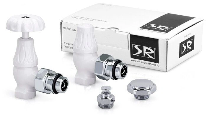 Комплект вентилей 1/2"  угловой (без трубок), Белый серия "Old Style"