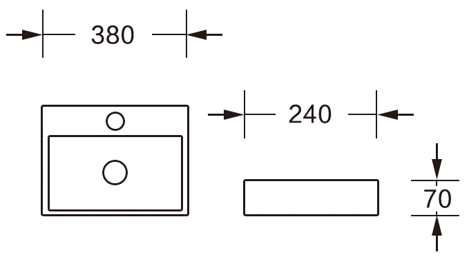 Раковина подвесная прямоугольная PERL (380*240*70), без перелива, белый глянец, MILLEAU 