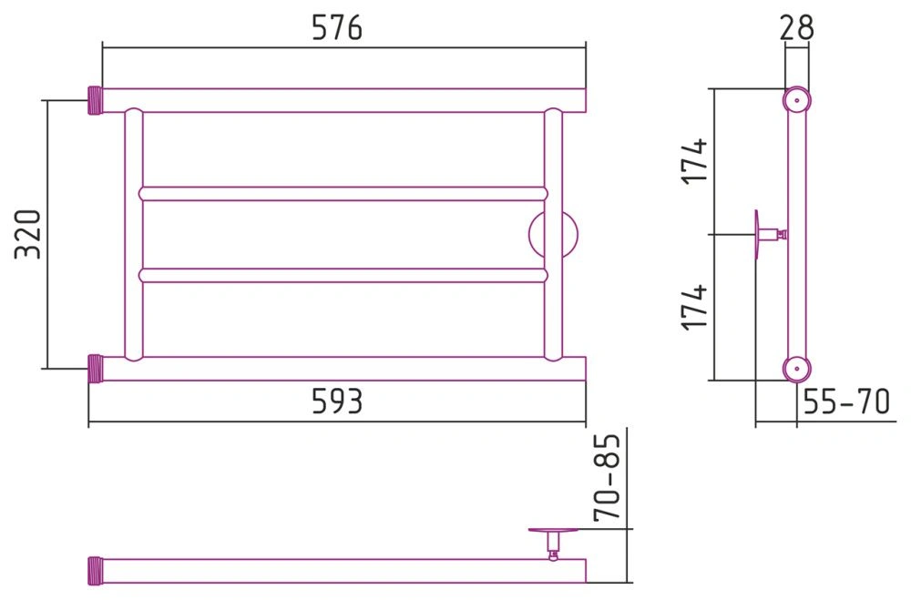 Полотенцесушитель Минор 00600 320х600 (2) П, Стилье