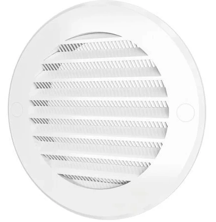 Решетка вентиляционная круглая с пластиковой сеткой D200 вытяжная с фланцем D150