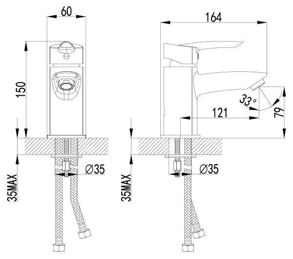 Смеситель для умывальника MARS монолитный, хром, LEMARK