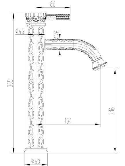 Смеситель для умывальника, монолитный (черная бронза) JASMINE, LEMARK