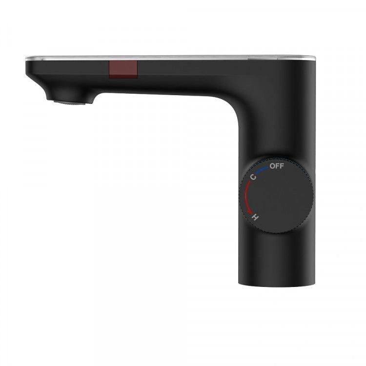 Смеситель на раковину MORANS сенсорный, с термостатом, черный матовый, BERGES