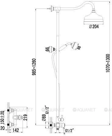 Стойка для душа VILLA бронза LEMARK
