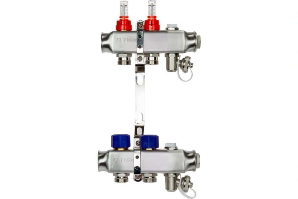 Комплект коллекторов SSM-2RF set, нерж., с расходомерами и кронштейнами, 2 контура Ridan