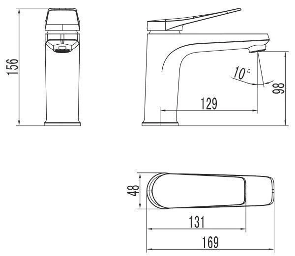 Смеситель для умывальника Bronx, монолитный, графит, с выпуском, LEMARK