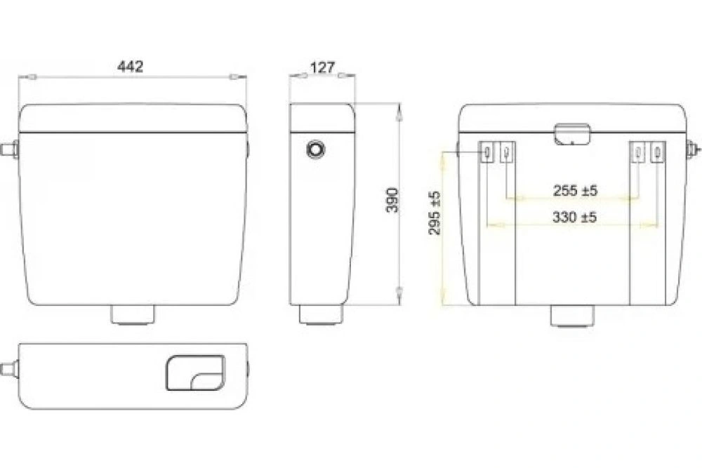 Бачок универсальный для унитаза UNI DUAL 1/2 ALCA PLAST