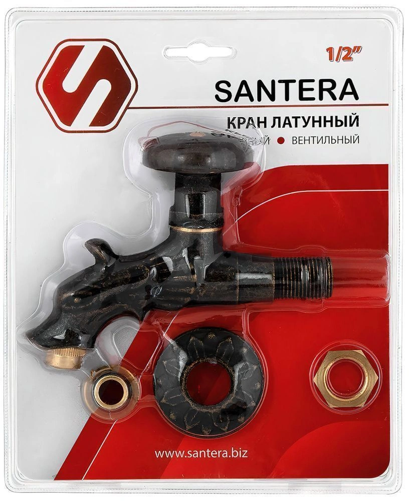 Кран садовый вентильный "Дракон" НР 1/2, штуцер 3/4, цвет бронза SANTERA