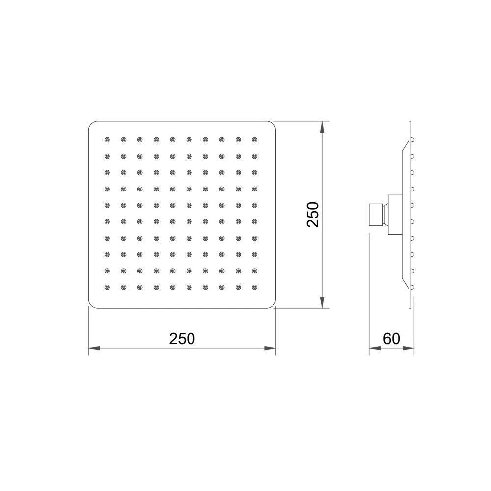 Верхний душ VENTAS S BLACK (25см) Черный матовый BERGES