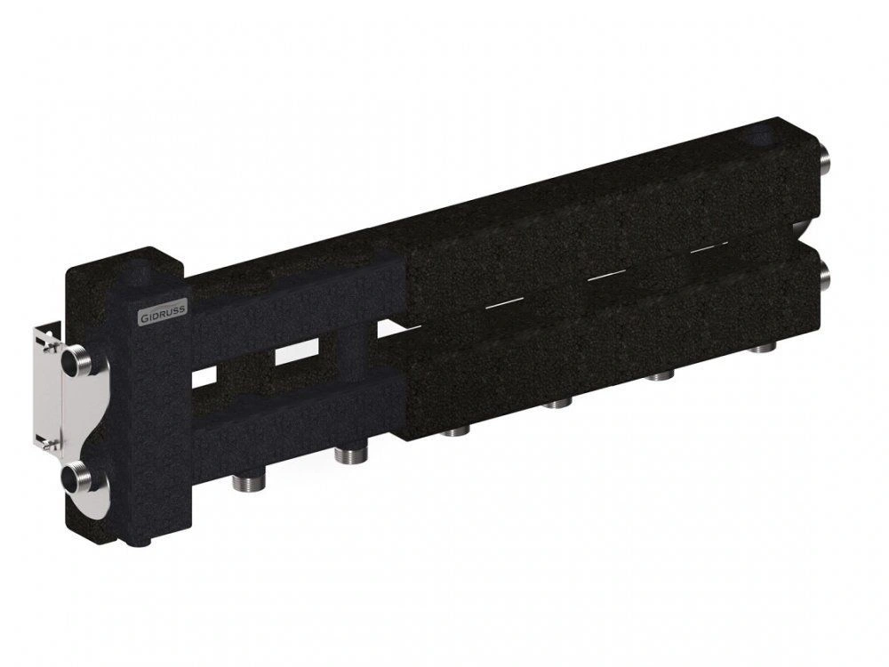 Балансировочный коллектор BM-60-4D.EPP (3 контура вниз или вверх и 1 в сторону, изоляция) GIDRUSS