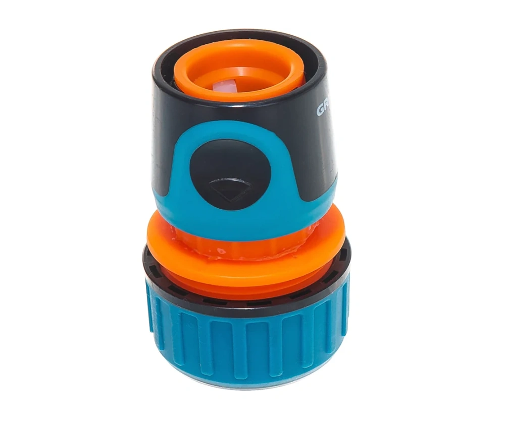 Соединитель быстросъемный GRINDA TC-34A, 3/4", с автостопом, пластиковый с TPR, для шланга, PROLine