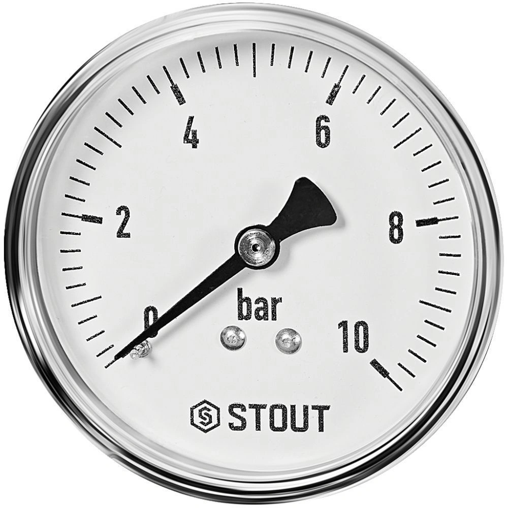 Манометр аксиальный. Корпус Dn 63 мм 1/4 , 0...10 бар, кл.2.5 STOUT 