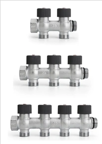 Коллектор с клапанами VMMM03 1'' 2 выхода 3/4 Ек хром Varmega