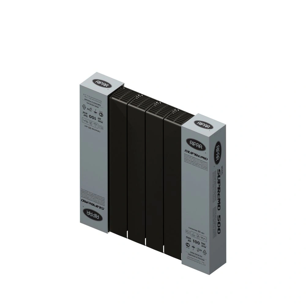 Радиатор биметаллический SUPReMO 500/90 (202Вт)  6 секций боковое подкл. Rifar Антрацит