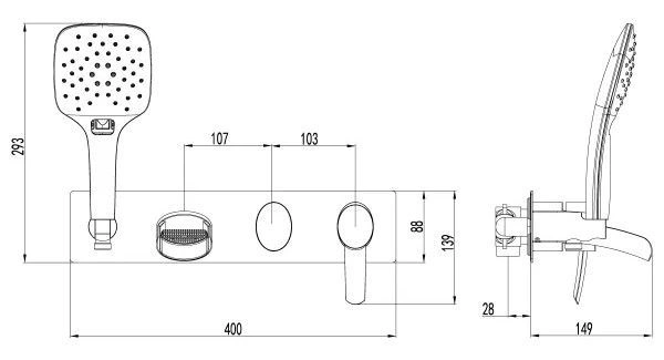 Система встраиваемая для ванны ATLANTISS хром LEMARK