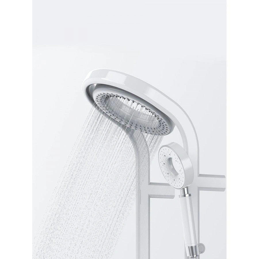 Система душевая с термостатом и изливом, тропический душ 210мм, белый, AQM