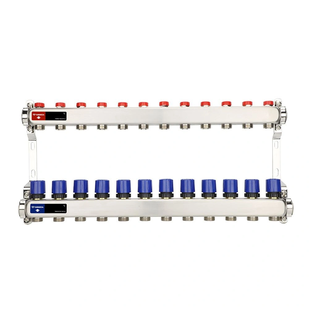 Коллектор с регулирующими и балансировочными клапанами 12 выхода (ВР1", 3/4" EK), нерж сталь Varmega