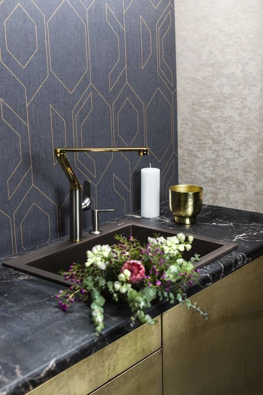 Смеситель для кухни Tara-GM, латунь/вороненая сталь, Omoikiri (Выставочный образец)