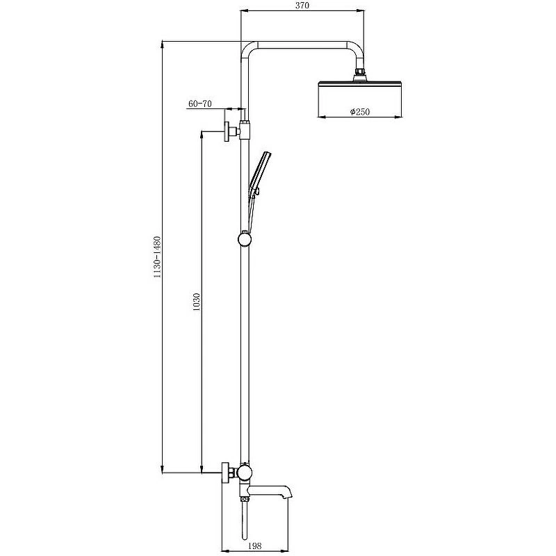 Душевая система для ванны с поворотным изливом, золотой Сатин, RAGLO 