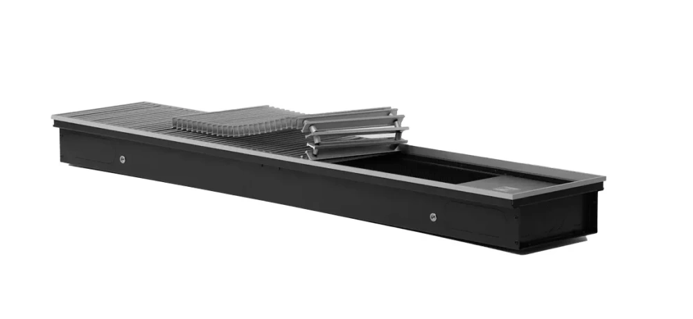 Конвектор внутрипольный с естест.конвекцией  PCN 200x80x1500 (решетка серебро), K\RR.10 Primoclima