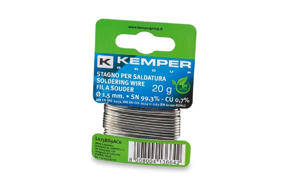 Припой мягкий 20 гр. толщина 1,5 мм Sn99,3 Cu0,7 Kemper