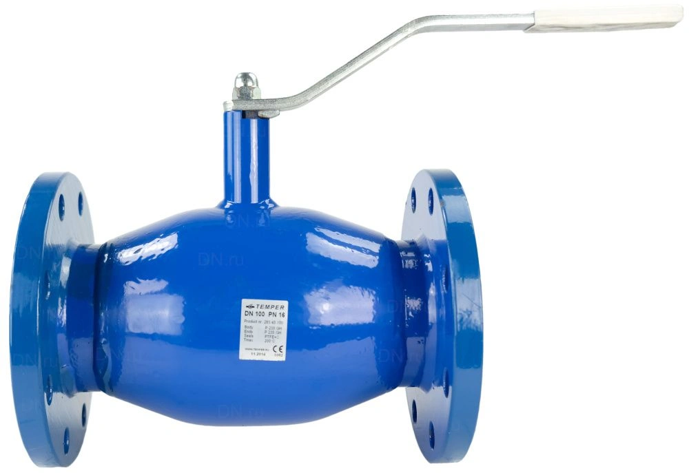 Кран шаровой Temper DN100 PN16, ф/ф, полный проход, рукоятка