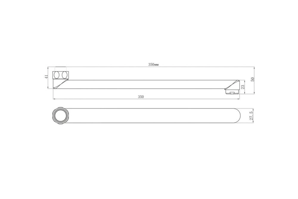 Излив плоский для универсального смесителя в сборе, длина 350мм, Lemark