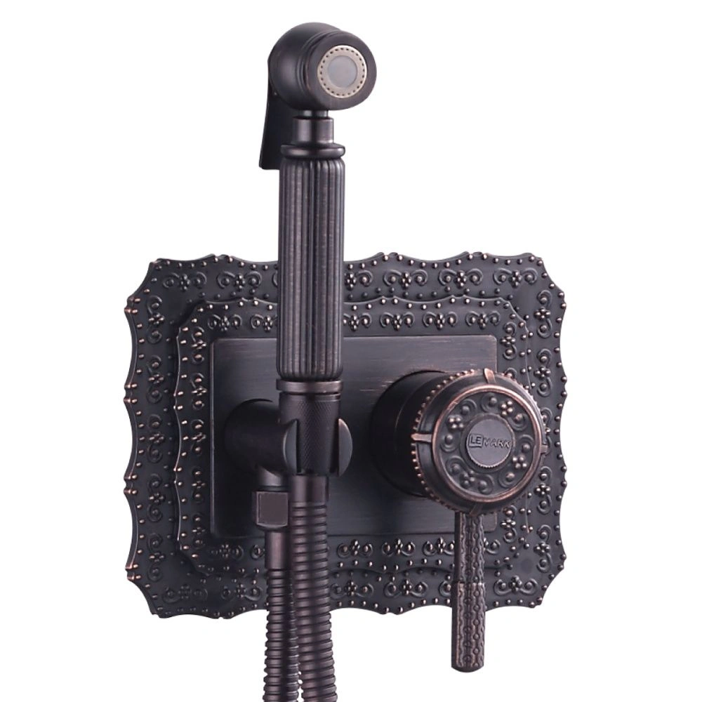 Смеситель с гигиеническим душем JASMINE, встраиваемый (черная бронза), LEMARK(снято с поставок)