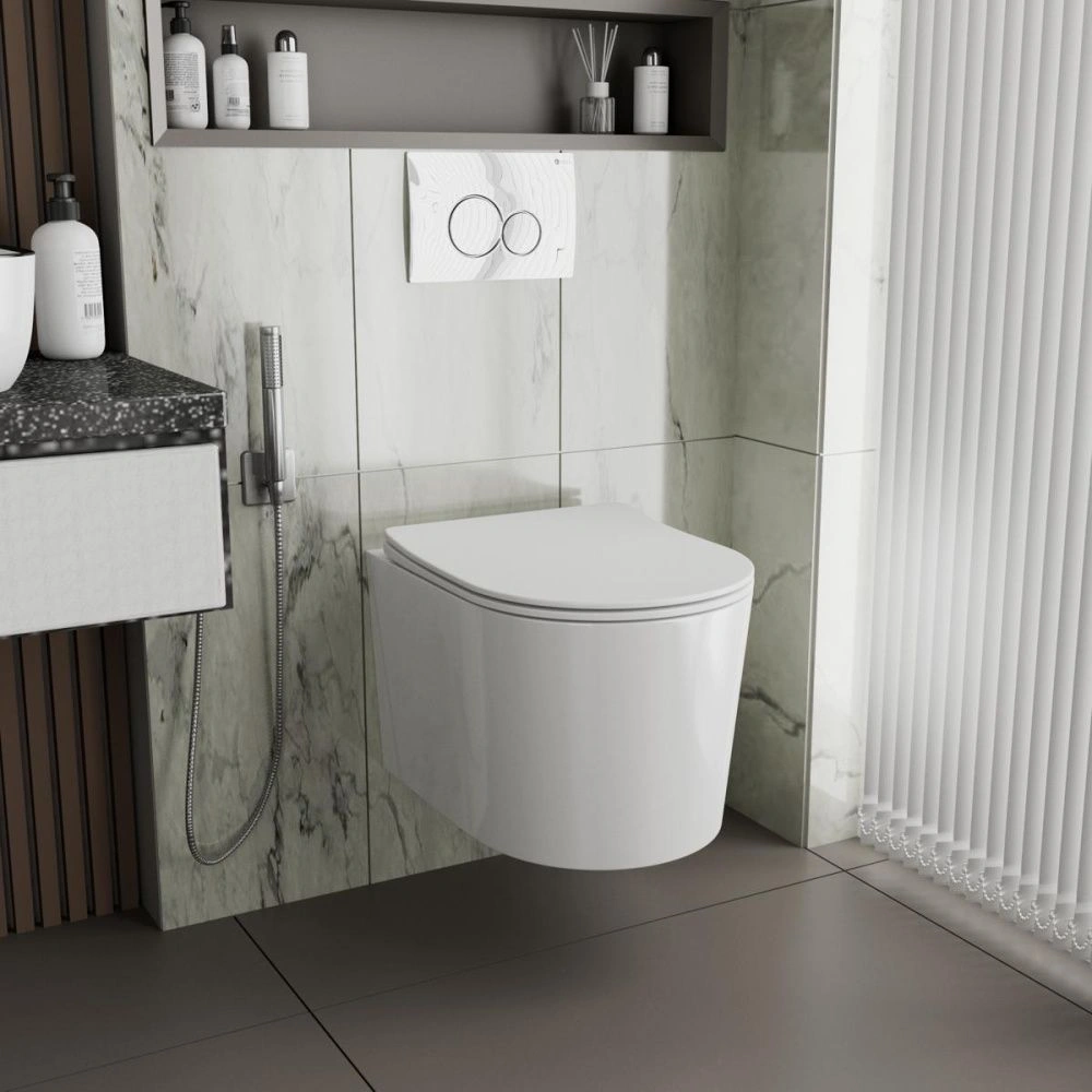 Унитаз подвесной Веста безободковый, белый, быстросъемное сиденье с микролифтом POINT