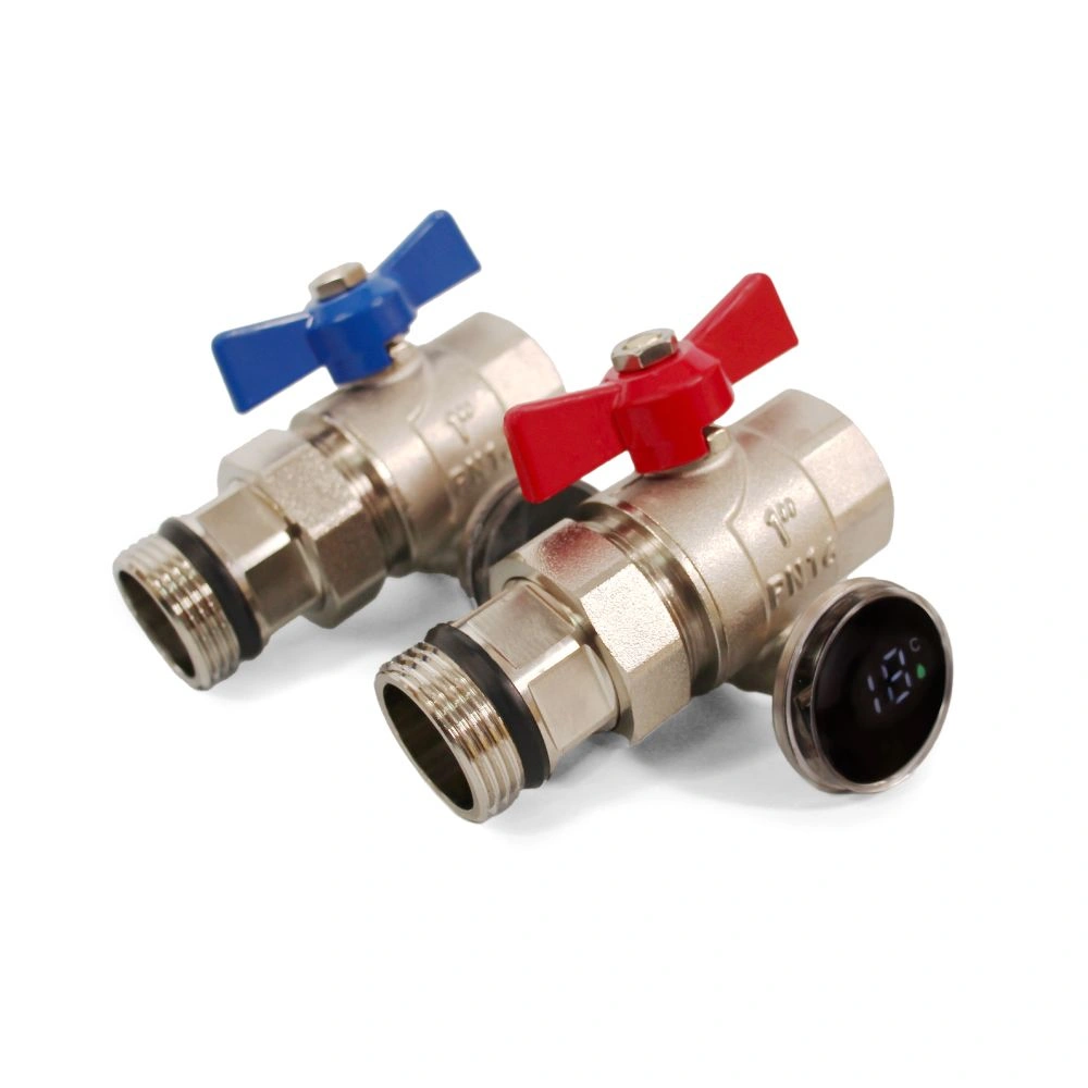 Кран шаровый прямой с американкой с цифр. термометром 1" (комплект 2 шт) ASPIPE