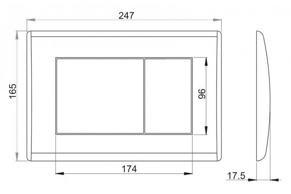 Клавиша хром, кнопка квадратная Alca Plast