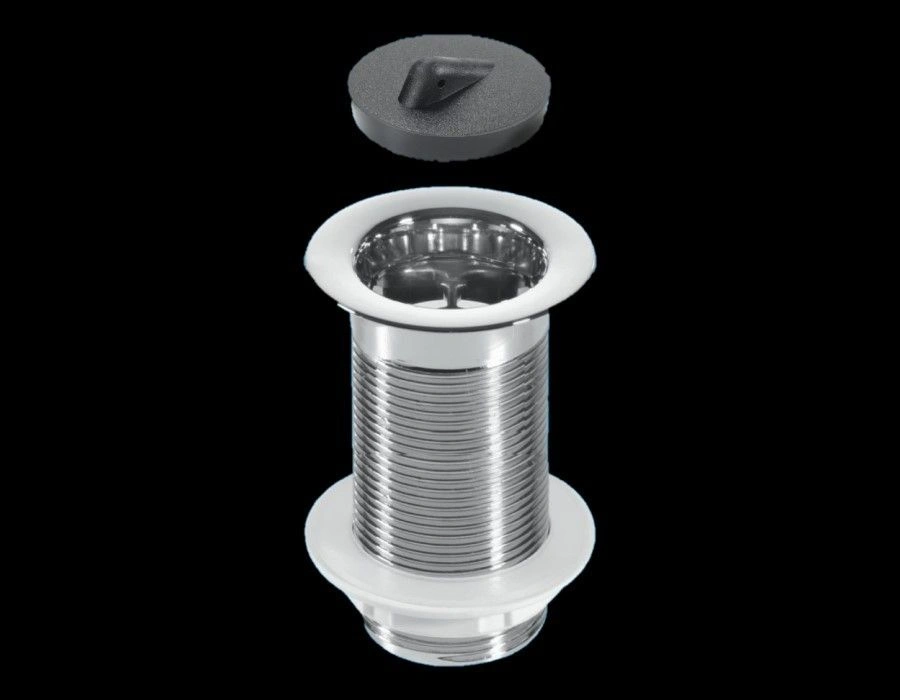 Выпуск пластиковый с резиновой пробкой (без перелива) (d= 1 1/4) хром McAlpine