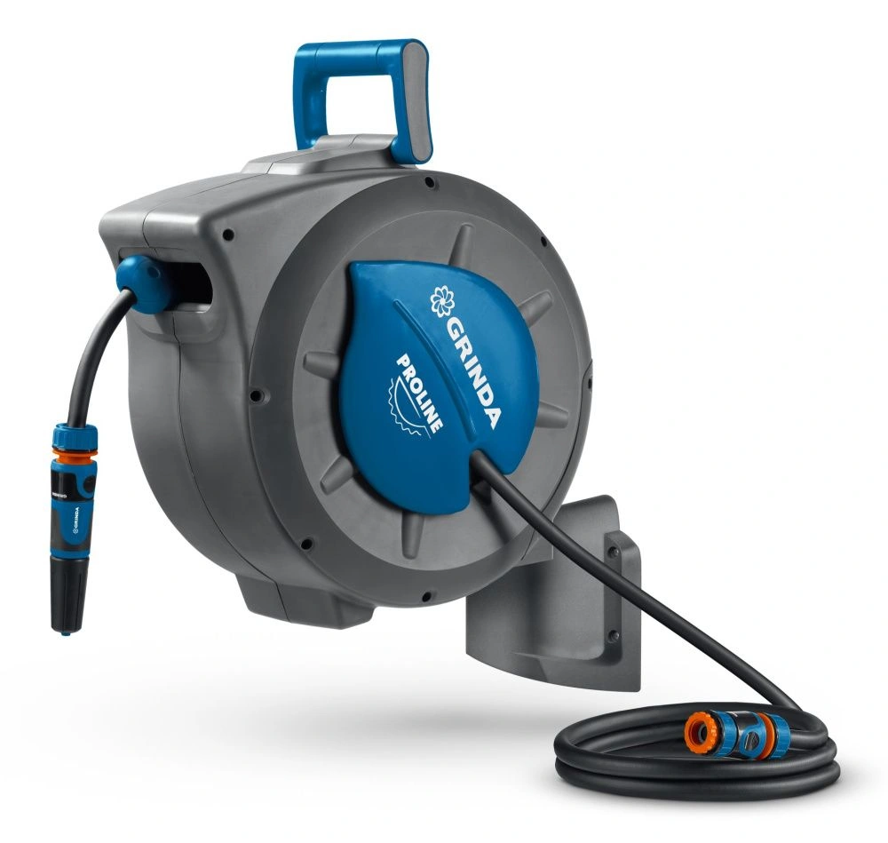 Шланг 20м x 1/2" HRA-20, на поворотном кронштейне настенная. катушка автоматич. GRINDA