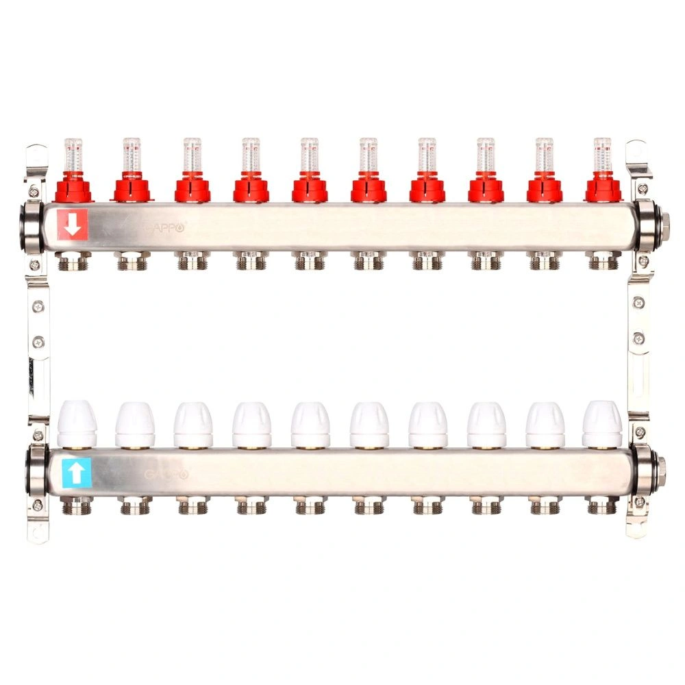 Коллектор из нержавеющей стали с расходомерами  (10 вых), Gappo