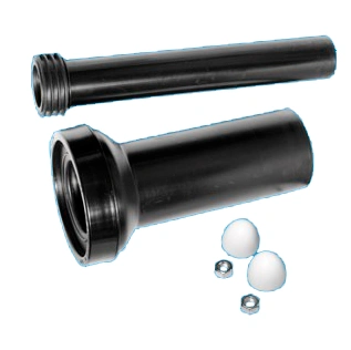 Переход с манжетой (L304,вх.45,вых.59) д/инстал. (крепеж, заглушка, фан.тр L265,Дн90) черн. McAlpine