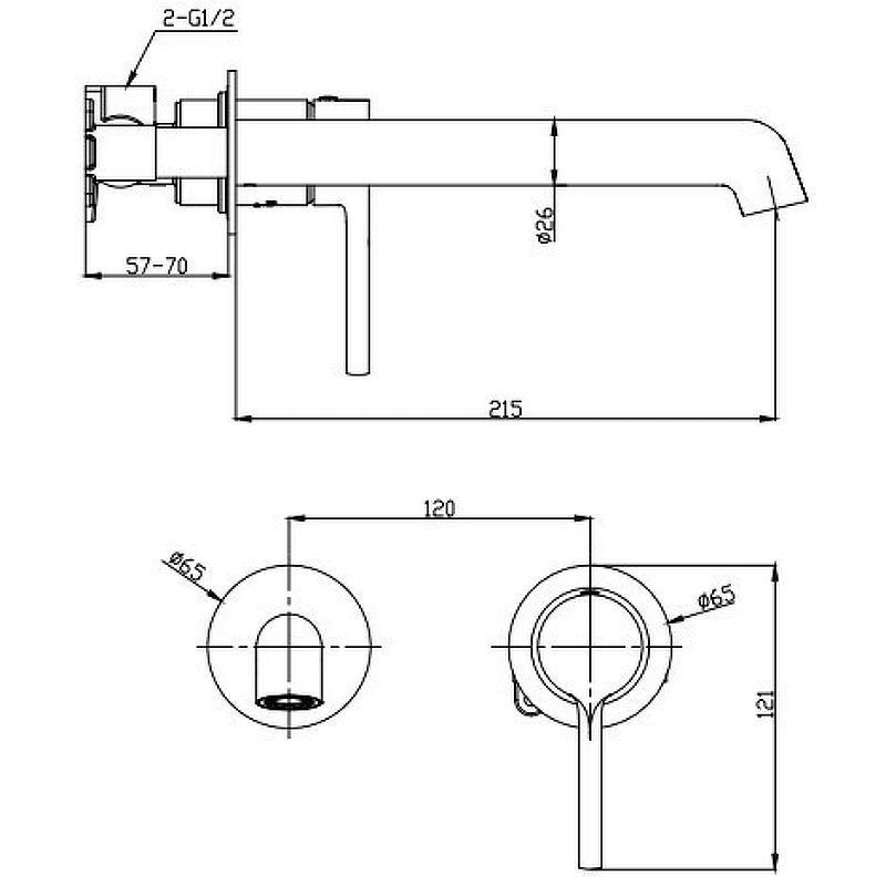 Смеситель для раковины встраиваемый R20 черный матовый RAGLO