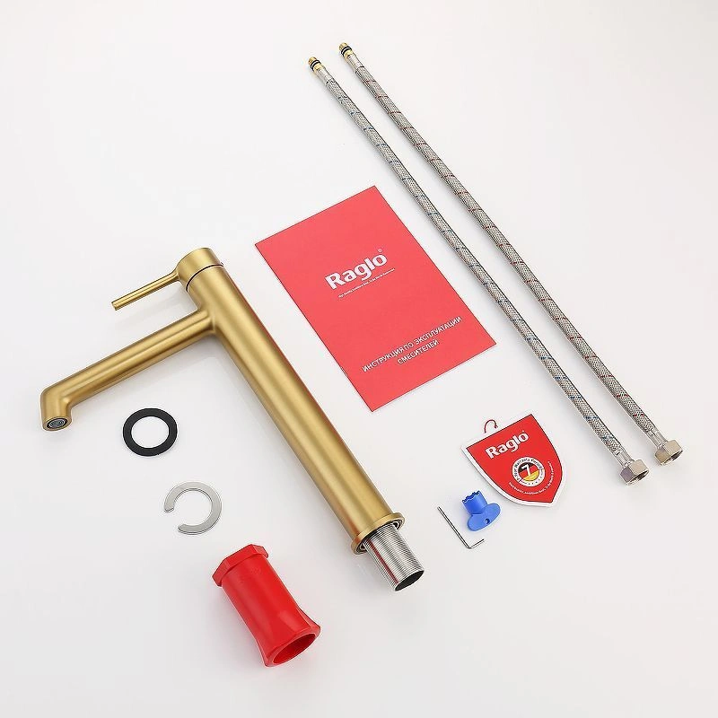 Смеситель для раковины R20 высокий, Сатин золотой, RAGLO 