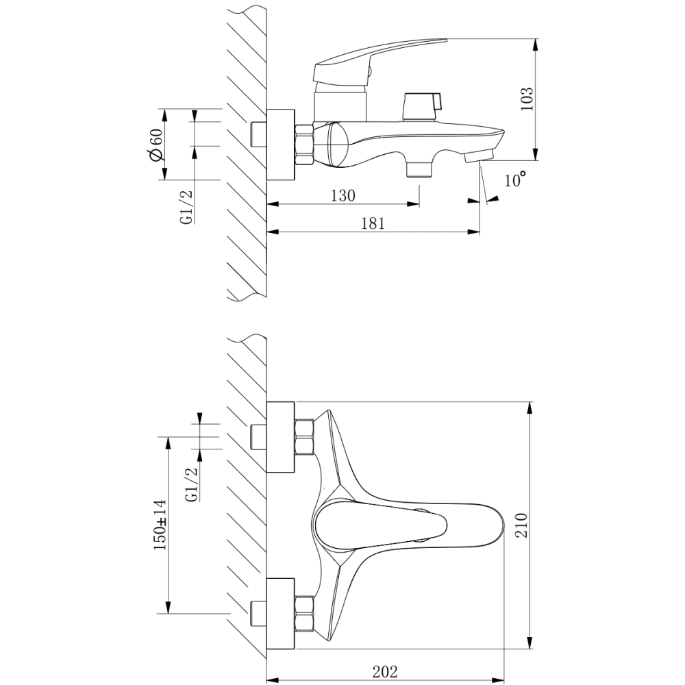Смеситель для ванны LINARA (с лейкой и шлангом) хром LEMARK