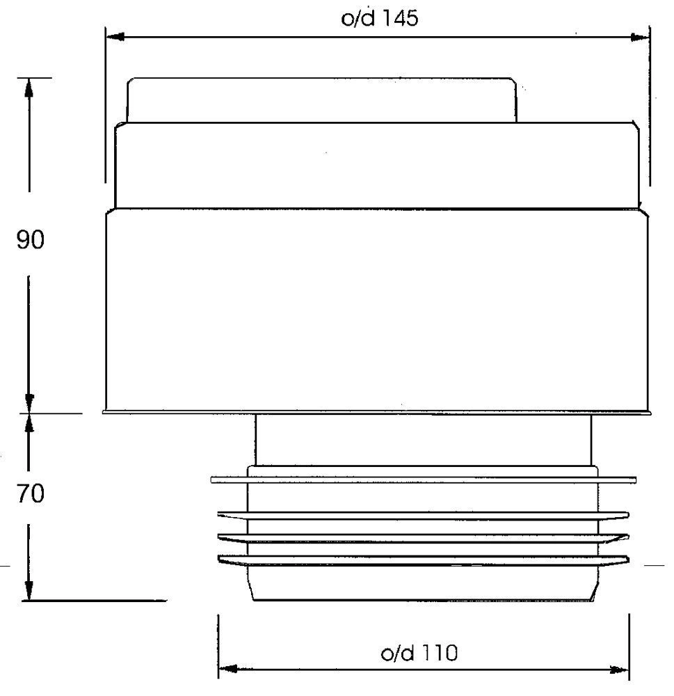 Клапан вентиляционный DN 110 со смещением и манжетой д/канализации, 48,1л/сек McAlpine