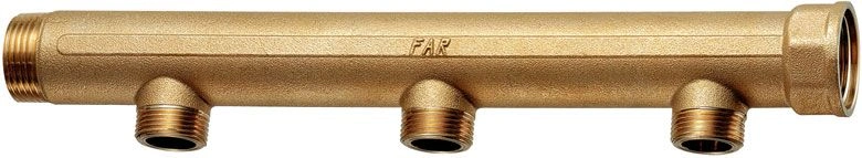 Коллектор латунный нерегулируемый 1" ВН с 3 отв  1/2 НР (межосев. 100мм) FAR
