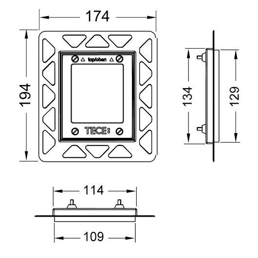 Монтаж. рама для уст. стеклянных панелей TECEloop/TECEsquare Urinal на уровне стены, черный