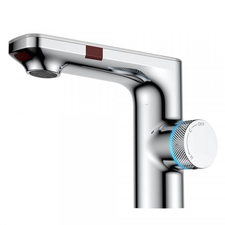 Смеситель на раковину MORANS сенсорный, с термостатом, хром глянцевый, BERGES